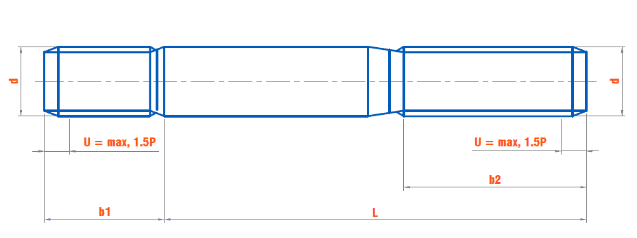 DIN 835 Double End Metric Studs Standard Dimensions, Technical Data and Size Chart Data Table